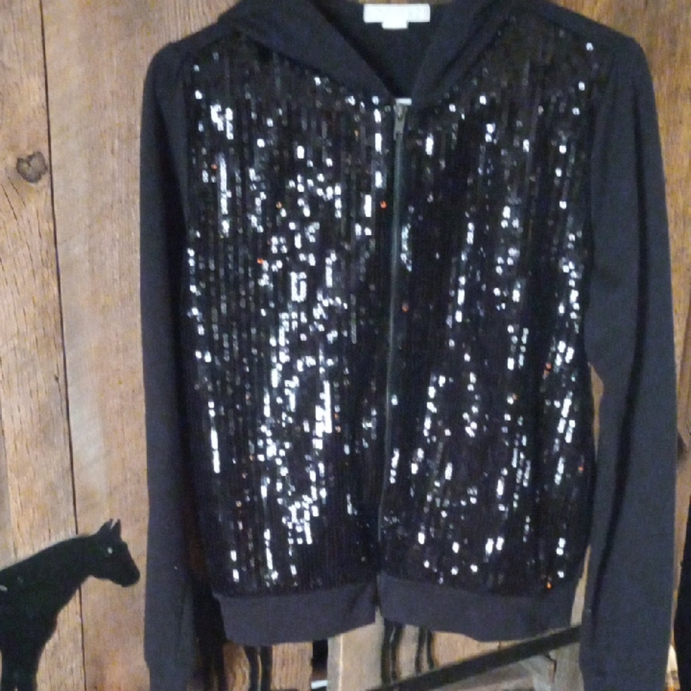 Forever 21 Black Sequin Bomber Jacket